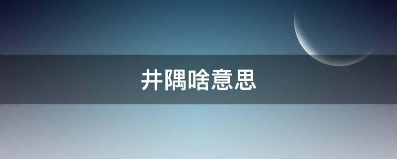 井隅啥意思 井匸啥意思