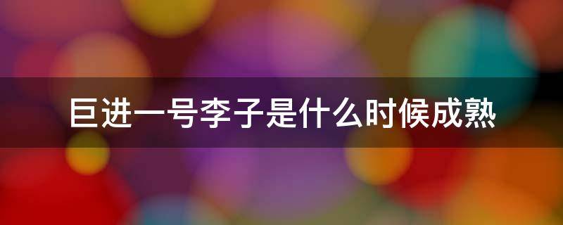 巨进一号李子是什么时候成熟（巨进二号李子简介）