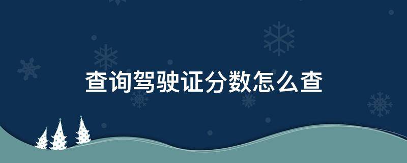 查询驾驶证分数怎么查（查询驾驶证分数怎么查询）