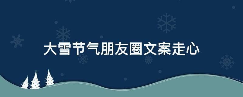 大雪节气朋友圈文案走心（大雪节气朋友圈文案走心图片）