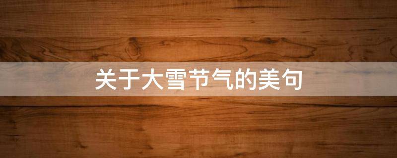 关于大雪节气的美句（关于大雪节气的美句简短）