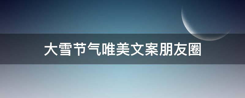 大雪节气唯美文案朋友圈（大雪节气唯美句子朋友圈）