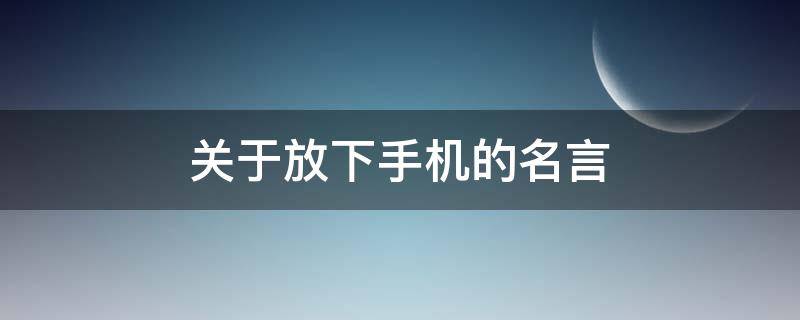 关于放下手机的名言（关于放下手机的名言英语）