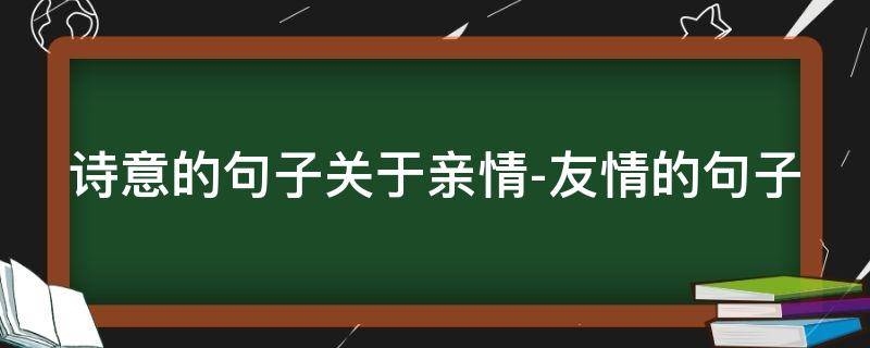 诗意的句子关于亲情-友情的句子 亲情和友情的诗