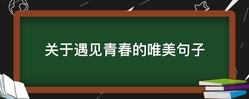 关于遇见青春的唯美句子（关于遇见青春的唯美短句）