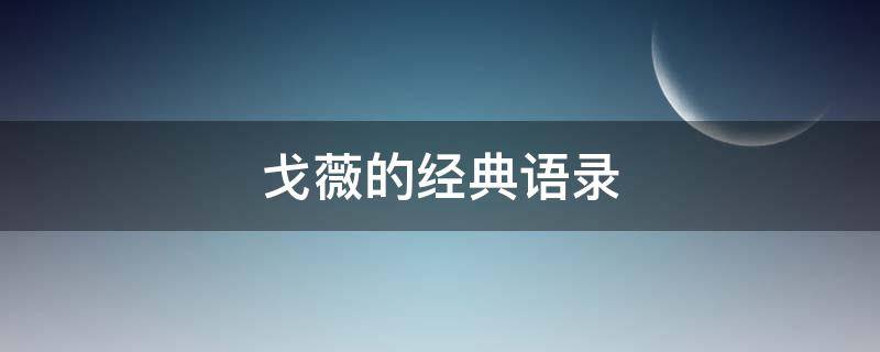 戈薇的经典语录 戈薇的经典台词