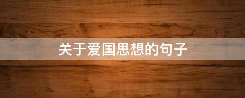 关于爱国思想的句子（关于爱国思想的句子摘抄）