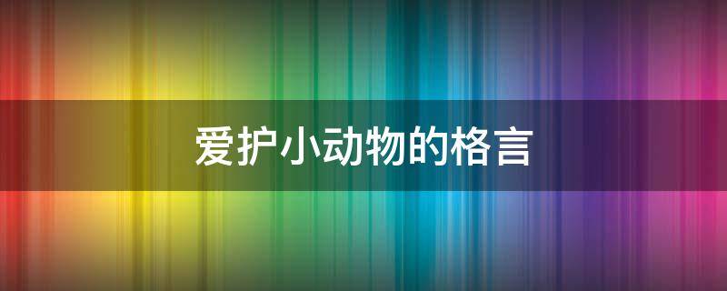 爱护小动物的格言 爱护小动物的格言怎么写