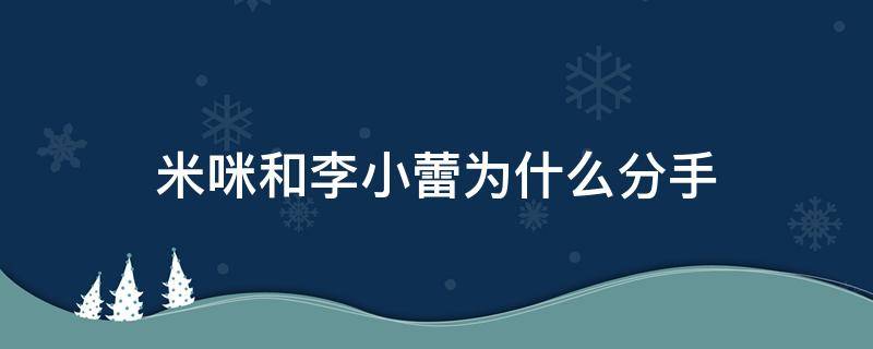米咪和李小蕾为什么分手 米咪现任男友