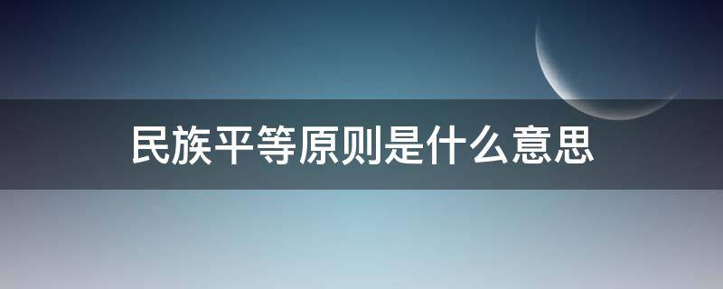 民族平等原则是什么意思（民族平等的基本原则）