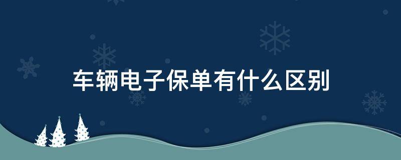 车辆电子保单有什么区别 车辆电子保单有效吗