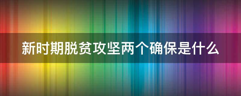 新时期脱贫攻坚两个确保是什么 新时期脱贫攻坚两个确保是什么内容