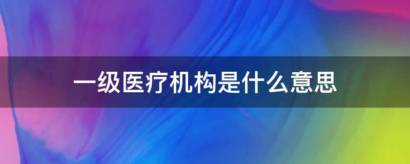 一级医疗机构是什么意思（一级医疗机构等级标准）