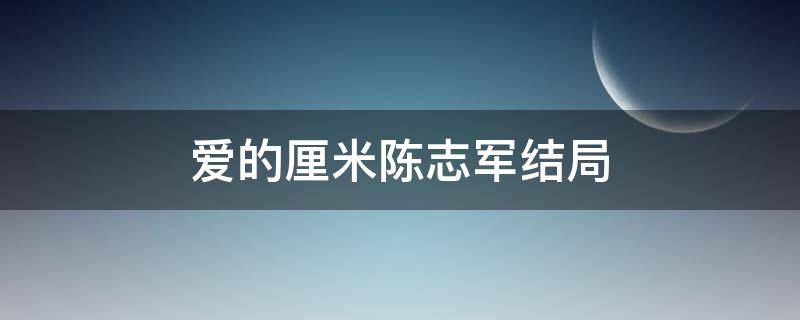 爱的厘米陈志军结局（爱的厘米陈志军结局视频）