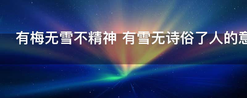 有梅无雪不精神（有梅无雪不精神是什么意思）
