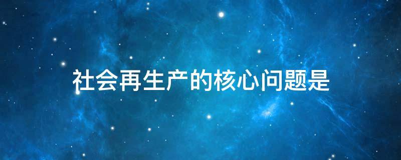 社会再生产的核心问题是（社会再生产的核心问题是?）
