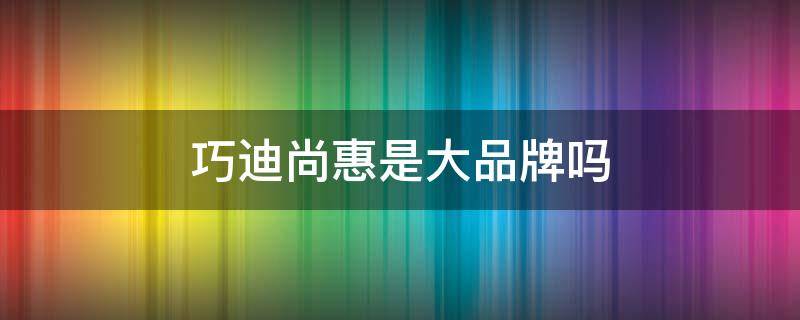 巧迪尚惠是大品牌吗 尚惠和巧迪尚惠是一个品牌吗