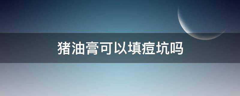 猪油膏可以填痘坑吗（脂肪可以填痘坑吗）