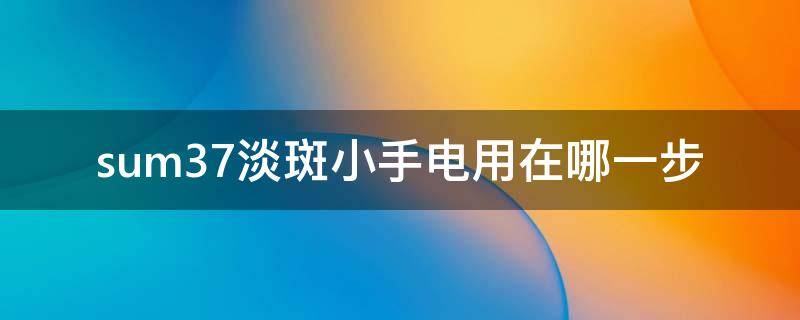 sum37淡斑小手电用在哪一步
