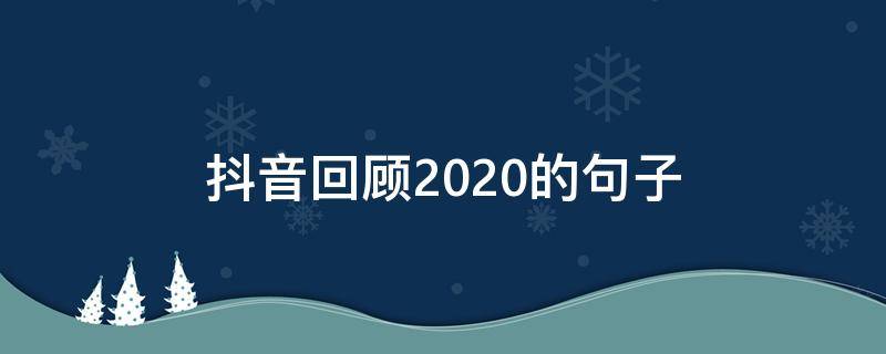 抖音回顾2020的句子 2020年底抖音最火的句子