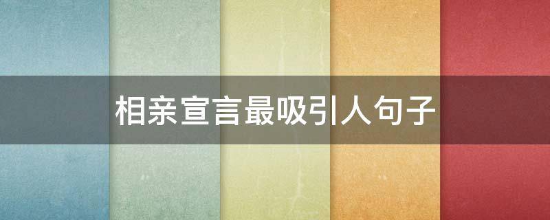 相亲宣言最吸引人句子（相亲的宣言）