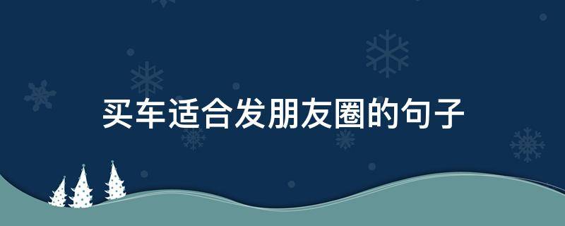 买车适合发朋友圈的句子（买车适合发朋友圈的说说）