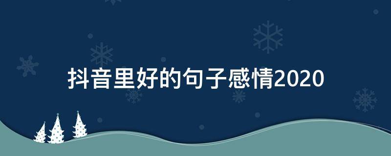 抖音里好的句子感情2020（抖音很火的感情短句）