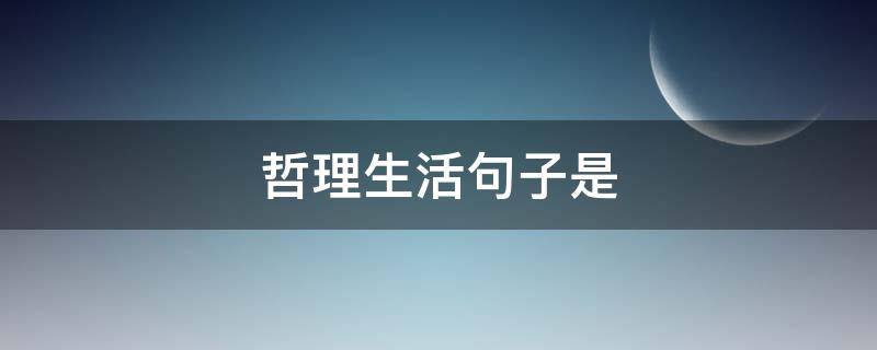 哲理生活句子是 生活哲理的句子经典语录