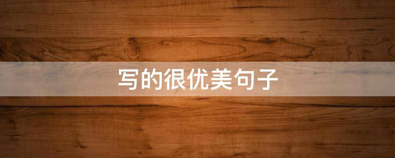 写的很优美句子（写出来很好看的句子）
