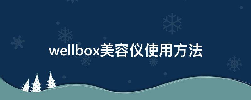 wellbox美容仪使用方法