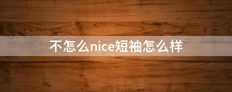 不怎么nice短袖怎么样（为什么nice上的衣服便宜）