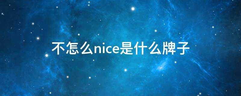 不怎么nice是什么牌子 nice品牌介绍