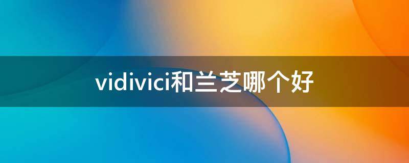 vidivici和兰芝哪个好 vidivici和兰芝隔离哪个好