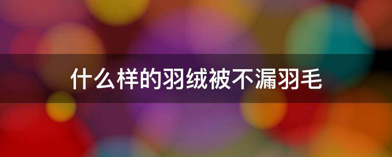 什么样的羽绒被不漏羽毛（怎么防止羽绒服不漏羽绒）