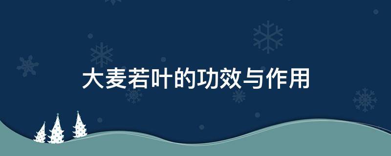 大麦若叶的功效与作用 大麦若叶的功效与作用禁忌
