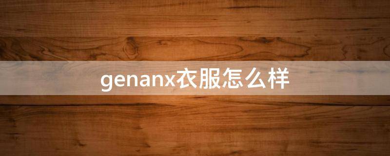 genanx衣服怎么样 genanx是什么牌子衣服