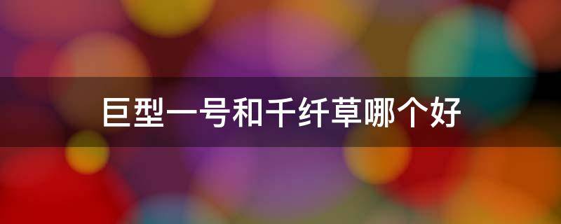 巨型一号和千纤草哪个好