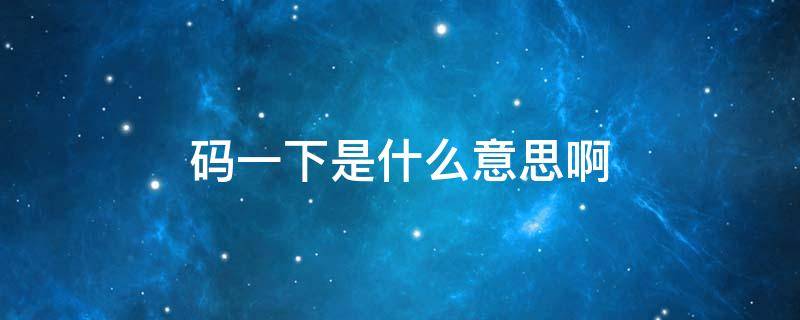 码一下是什么意思啊 码了的意思
