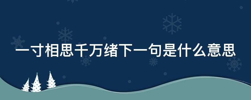 一寸相思千万绪下一句是什么意思（一寸相思万千劫下一句是什么）