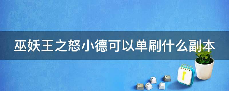 巫妖王之怒小德可以单刷什么副本