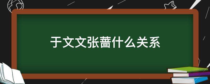 于文文张蔷什么关系 于文文怼张