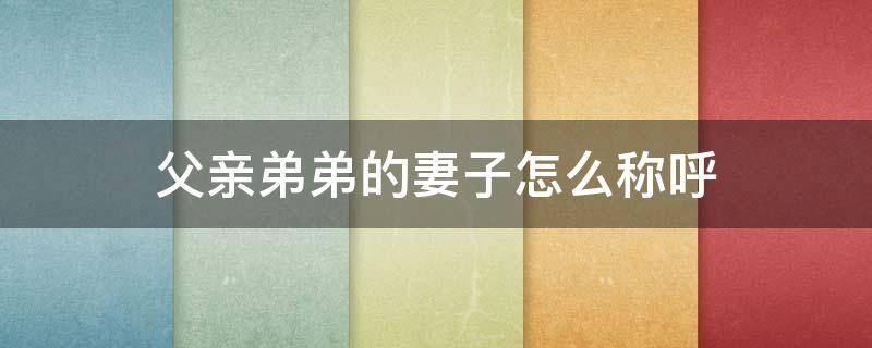 父亲弟弟的妻子怎么称呼（父亲弟弟的妻子如何称呼）
