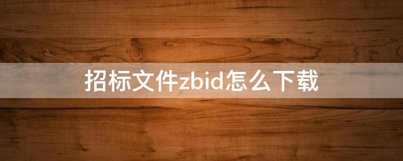 招标文件zbid怎么下载（zbid招标文件怎么打开）