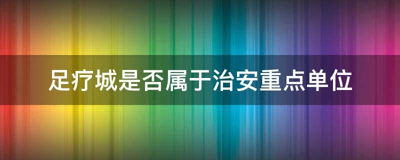 足疗城是否属于治安重点单位（足疗城属于什么场所）