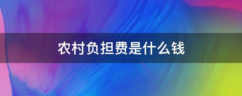 农村负担费是什么钱 农村负担费是什么意思