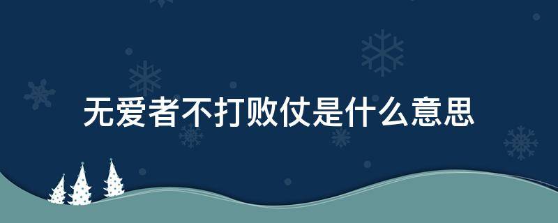 无爱者不打败仗是什么意思
