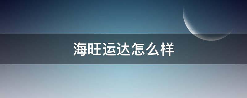 海旺运达怎么样（海旺达物流怎么样）