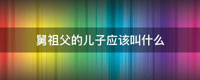 舅祖父的儿子应该叫什么（父亲的舅舅的儿子应该叫什么）