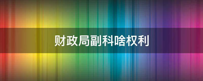 财政局副科啥权利（财政局副科长是什么级别）
