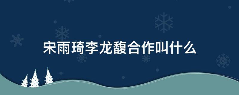 宋雨琦李龙馥合作叫什么（宋雨琦合同）